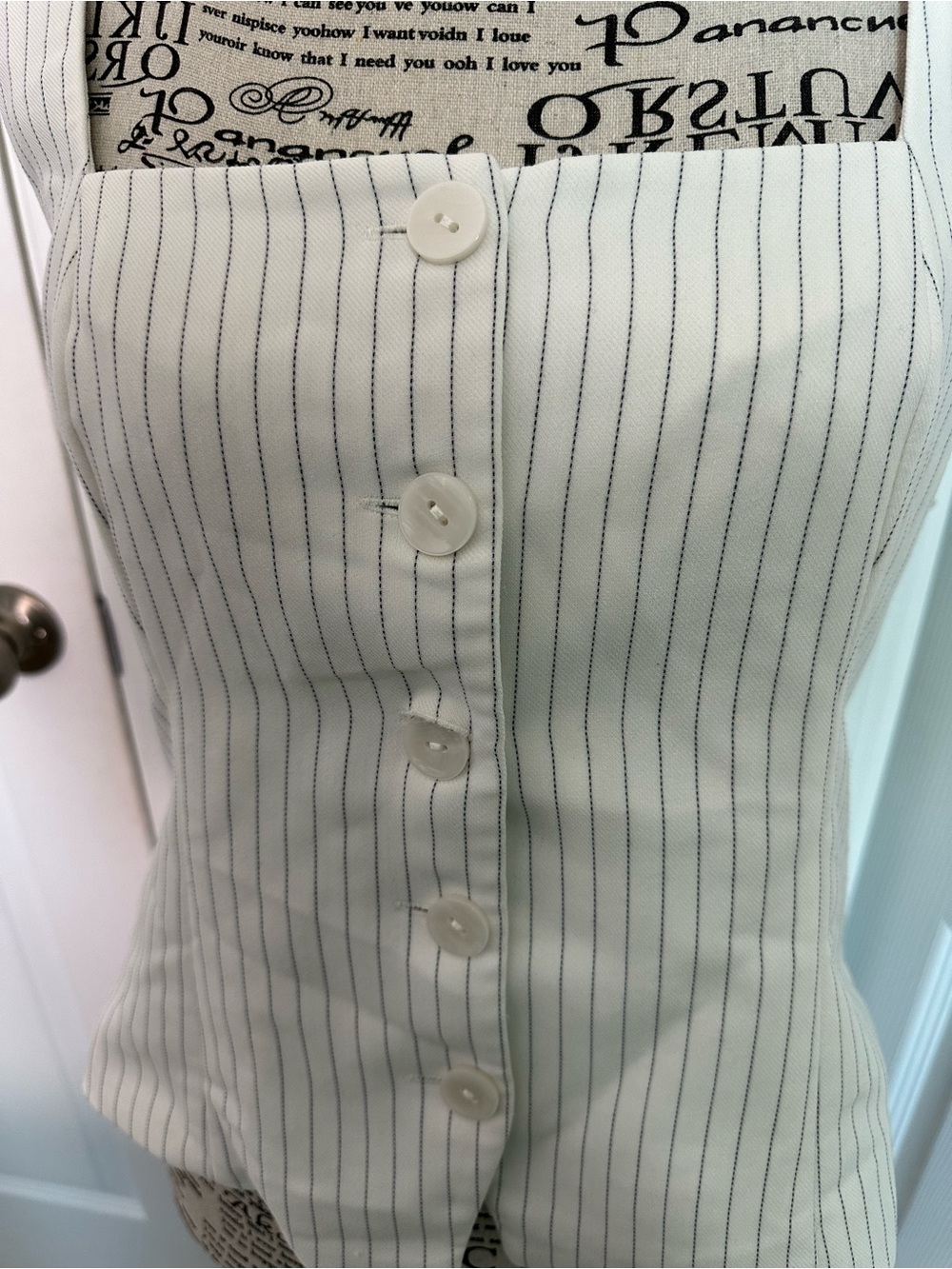 Abercrombie & Fitch White Pinstripe Button-Front Camisole - Picture 8 of 15